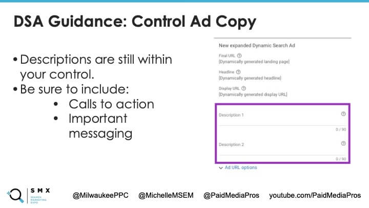 a slide showing the dynamic search ad creation interface in Google Ads.